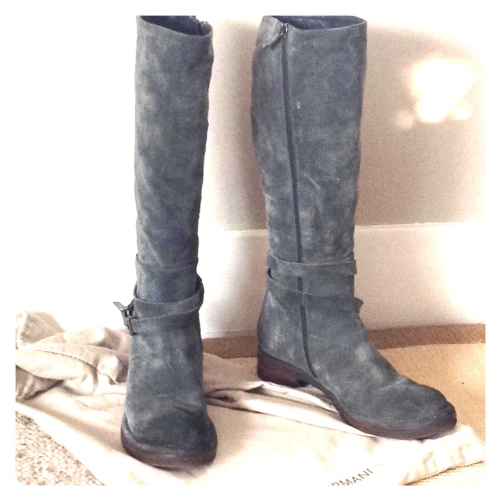 Alberto Fermani blue-grey leather suede boots 38.5